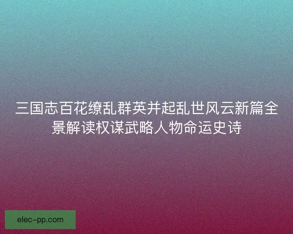 三国志百花缭乱群英并起乱世风云新篇全景解读权谋武略人物命运史诗